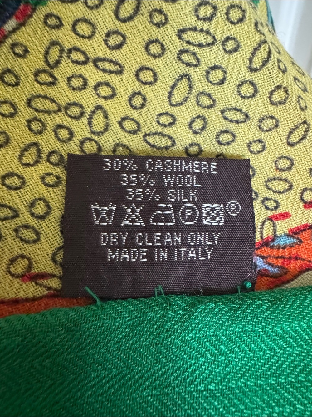 HERMES Multicolor Wool/Silk Blend Wrap Scarf - Picture 5 of 8